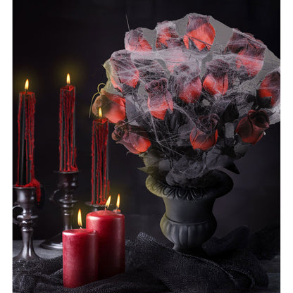 "VASE MIT ROTEN ROSEN UND SPINNENNETZ" 35 cm
