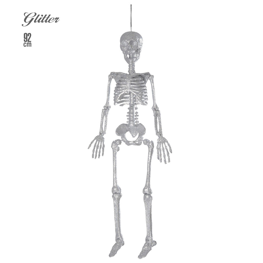 Widmann Silbernes Skelett 92 cm als Halloween-Dekoration