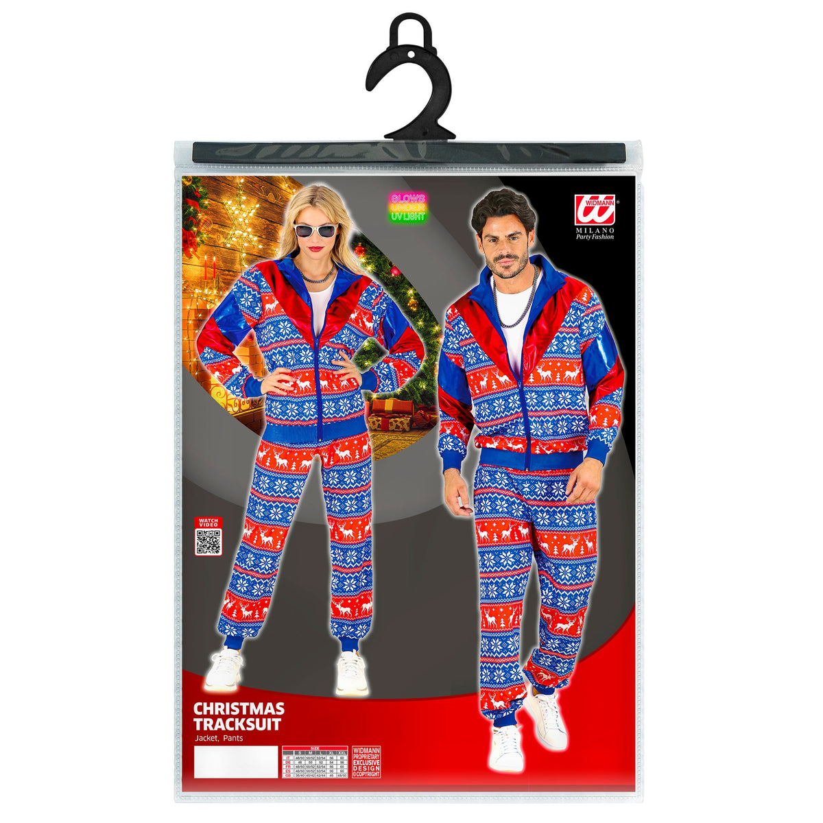 "BLAU-ROTER MERRY CHRISTMAS PARTY FASHION TRAININGSANZUG" (Oberteil, Hose)