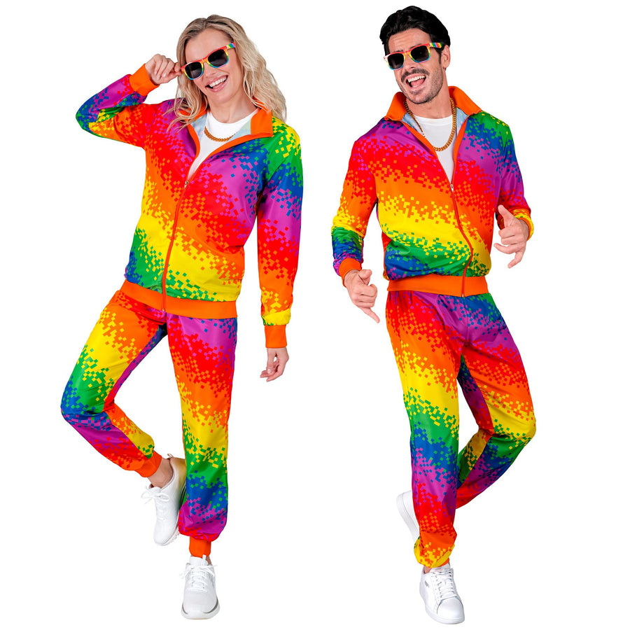 Widmann Regenbogen Trainingsanzug für Erwachsene mit Oberteil und Hose – Produktansicht