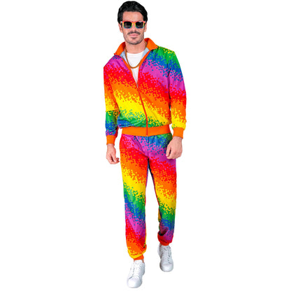 "PIXEL REGENBOGEN PARTY FASHION TRAININGSANZUG" (Oberteil, Hose)