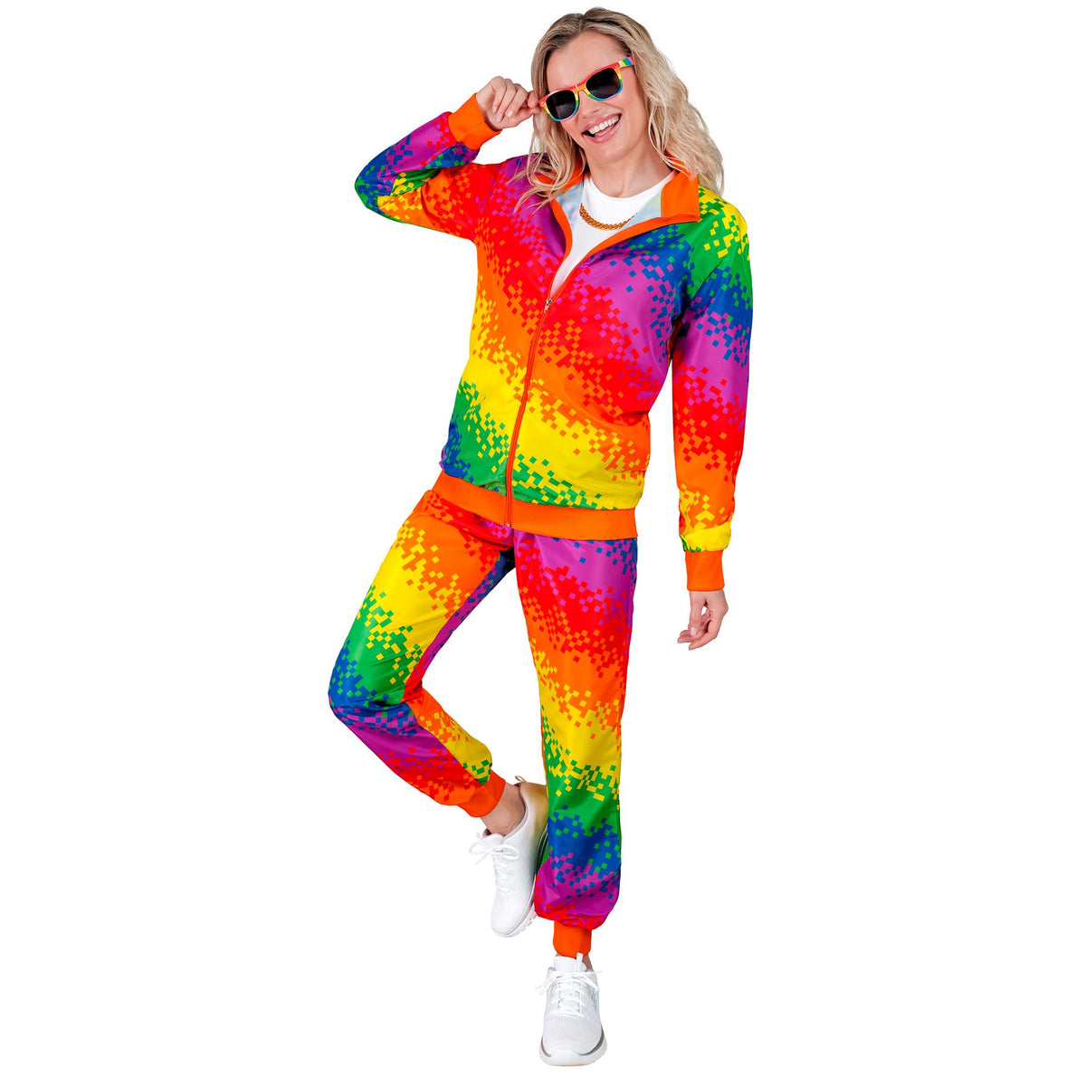 "PIXEL REGENBOGEN PARTY FASHION TRAININGSANZUG" (Oberteil, Hose)
