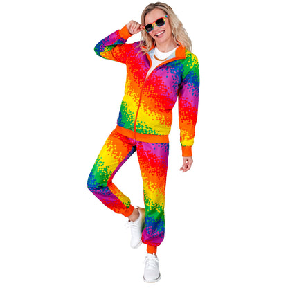 "PIXEL REGENBOGEN PARTY FASHION TRAININGSANZUG" (Oberteil, Hose)