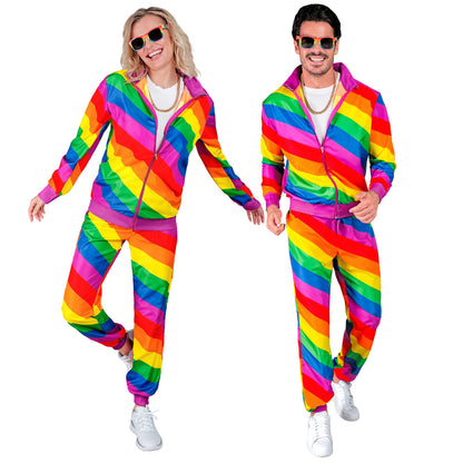 "REGENBOGEN PARTY FASHION TRAININGSANZUG" (Oberteil, Hose)