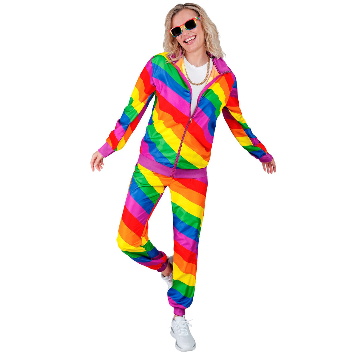 "REGENBOGEN PARTY FASHION TRAININGSANZUG" (Oberteil, Hose)