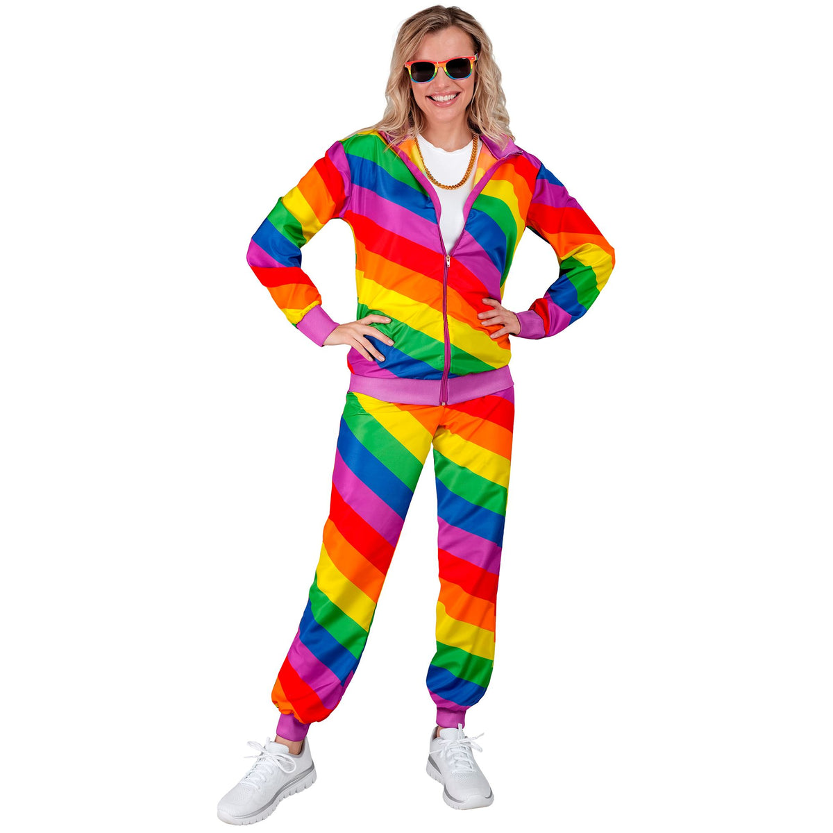 "REGENBOGEN PARTY FASHION TRAININGSANZUG" (Oberteil, Hose)