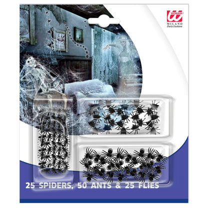 "Set von 50 AMEISEN, 25 SPINNEN UND 25 FLIEGEN"