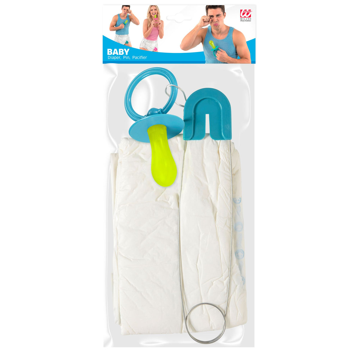 "BLAUES BABY SET" (Windel, Stecknadel, Schnuller)