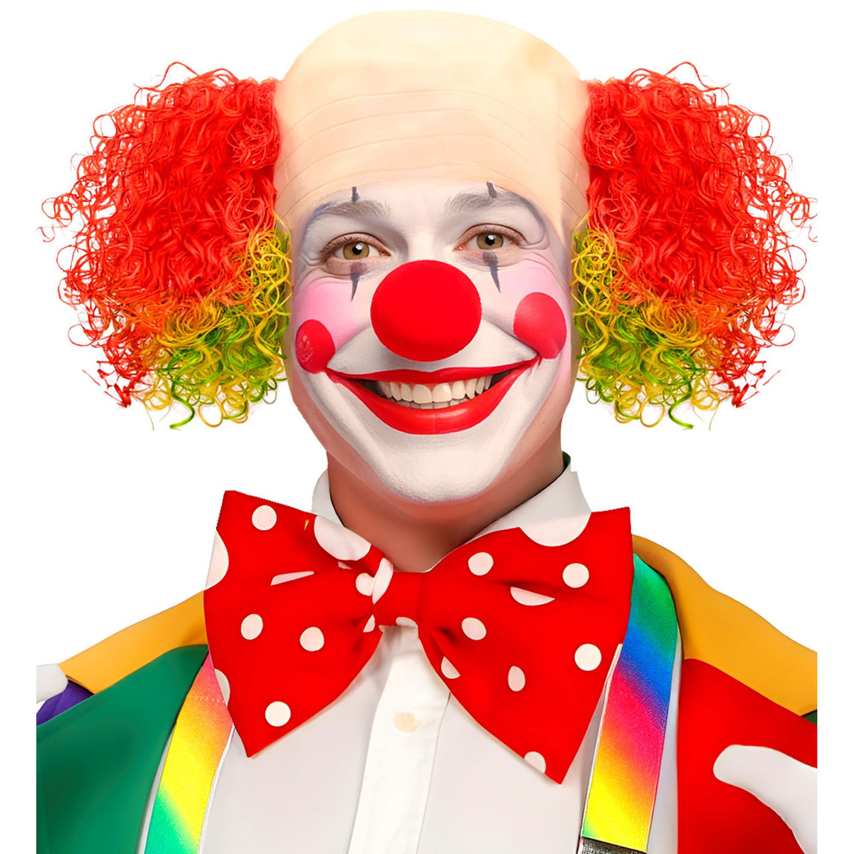 Widmann Clown-Glatze mit lockigen bunten Haaren – Produktansicht