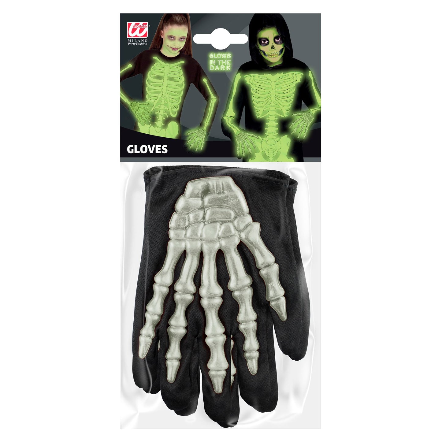 Leuchtende Neonskelett Handschuhe in Kindergröße für Halloween & Fasnacht