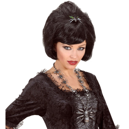 Widmann schwarze Spinnenkette 40 cm für Halloween – Rückansicht