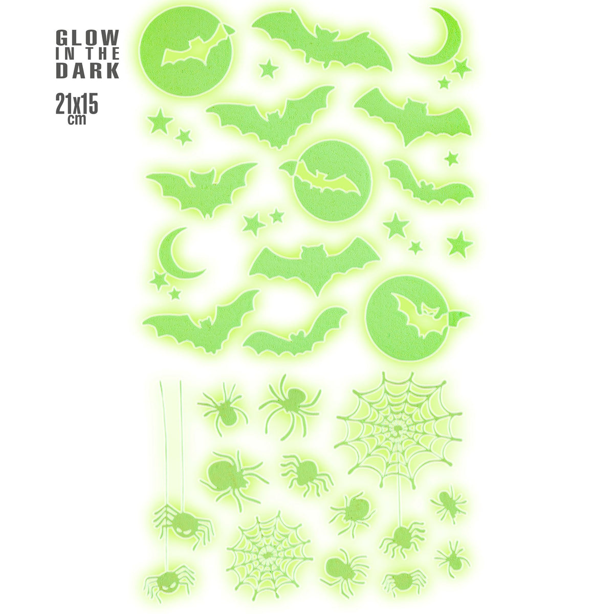 "LEUCHTENDE GLOW IN THE DARK HALLOWEEN DEKO STICKER" 21x15 cm
