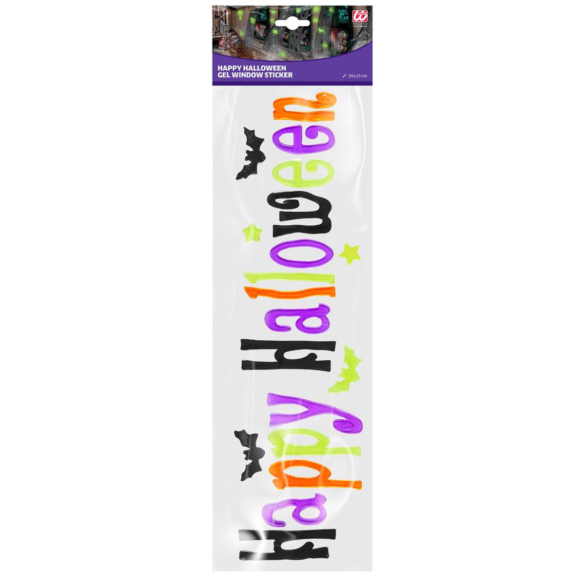 "HAPPY HALLOWEEN GEL FENSTERBILDER" 50x15 cm