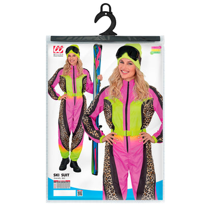 "SKIANZUG LEOPARDENMUSTER NEON PINK - GELB" (Overall, Gürtel)