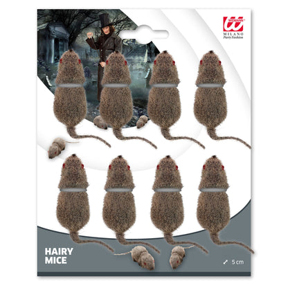 Set mit 8 beflockten grauen Mäusen, je 5 cm, von Widmann – Detailansicht