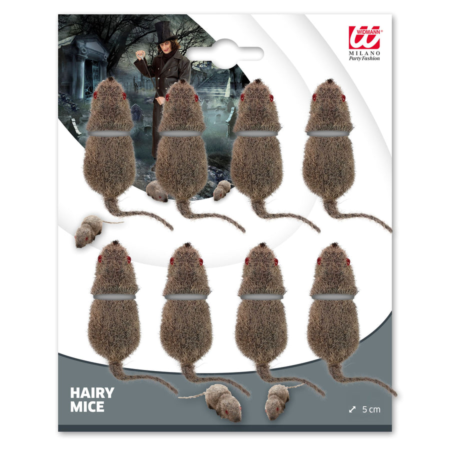 Set mit 8 beflockten grauen Mäusen, je 5 cm, von Widmann – Detailansicht