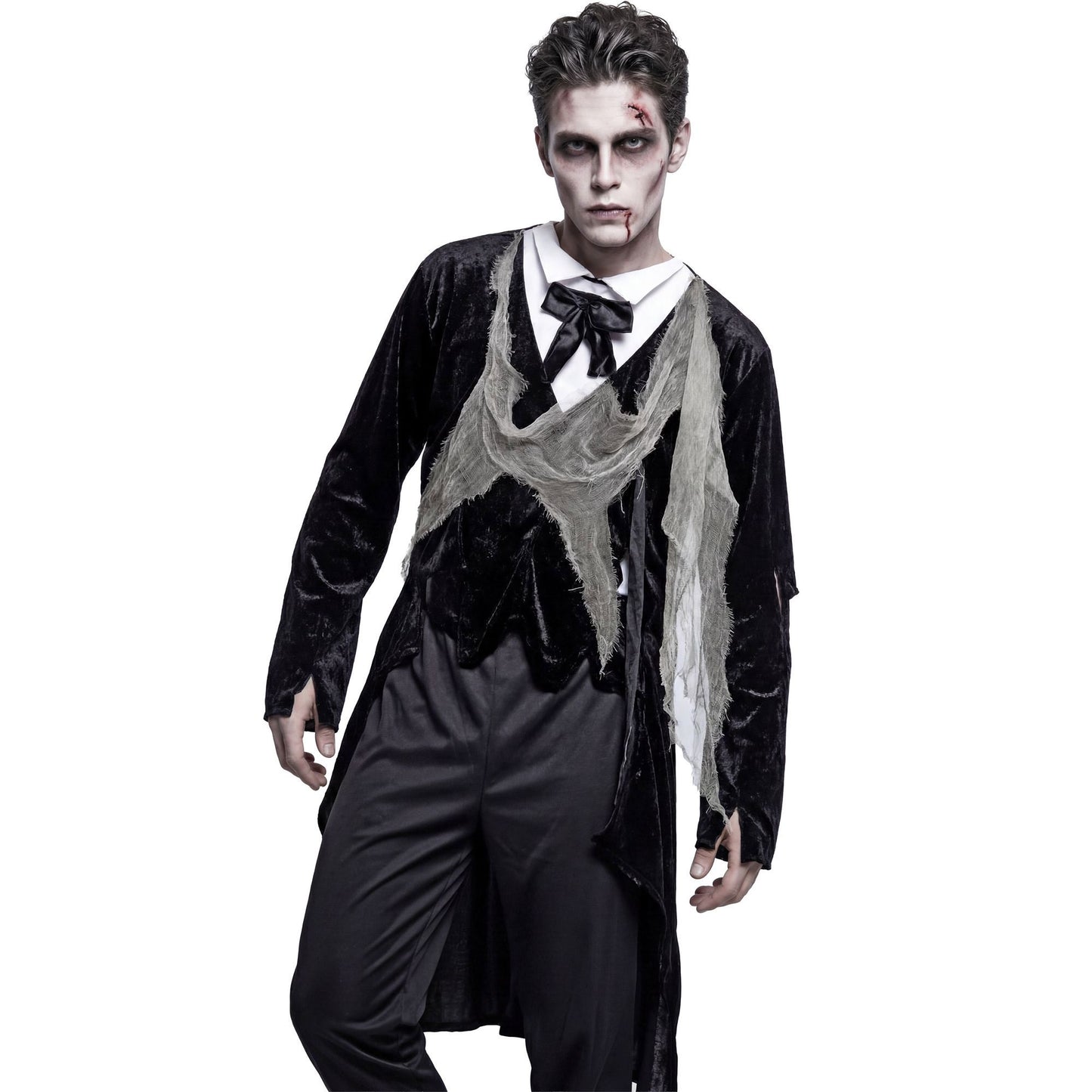 Zombie Gentleman Kostüm – Jacke mit Hemd, Weste und Fliege für Fasnacht & Mottoparty