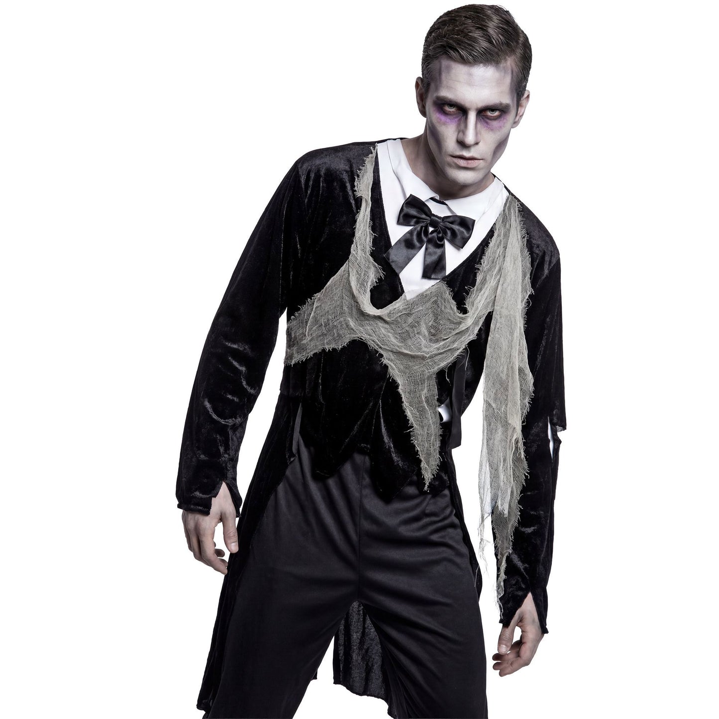 Zombie Gentleman Kostüm – Jacke mit Hemd, Weste und Fliege für Fasnacht & Mottoparty