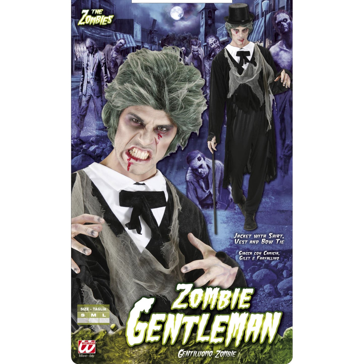 Zombie Gentleman Kostüm – Jacke mit Hemd, Weste und Fliege für Fasnacht & Mottoparty