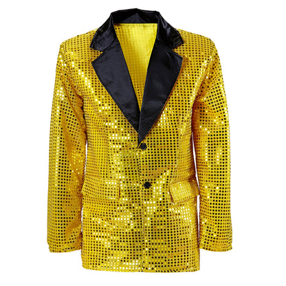 Goldene Paillettenjacke mit Satin-Kragen von Widmann – Detailansicht
