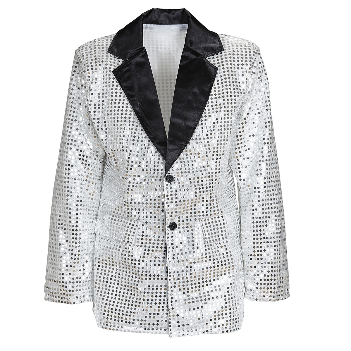 "PAILLETTENJACKE MIT KRAGEN AUS SATIN - SILBER"