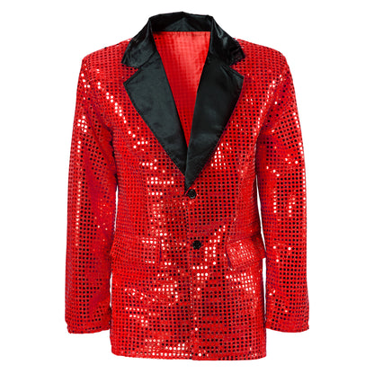 "PAILLETTENJACKE MIT KRAGEN AUS SATIN - ROT"