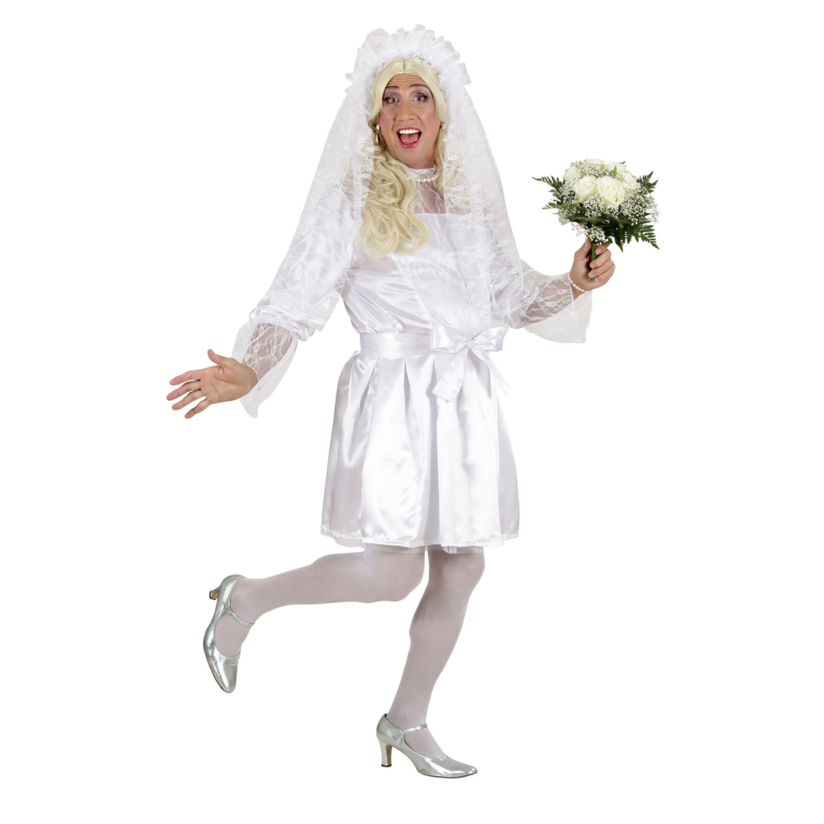 "MÄNNLICHE BRAUT" (Kleid, Gürtel, Kopfbedeckung mit Schleier)