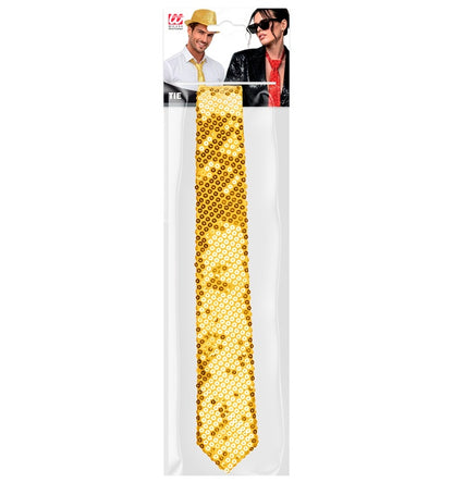 Goldene Pailletten-Krawatte von Widmann – Detailansicht