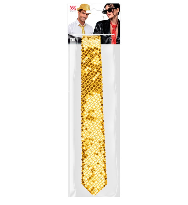 Goldene Pailletten-Krawatte von Widmann – Detailansicht