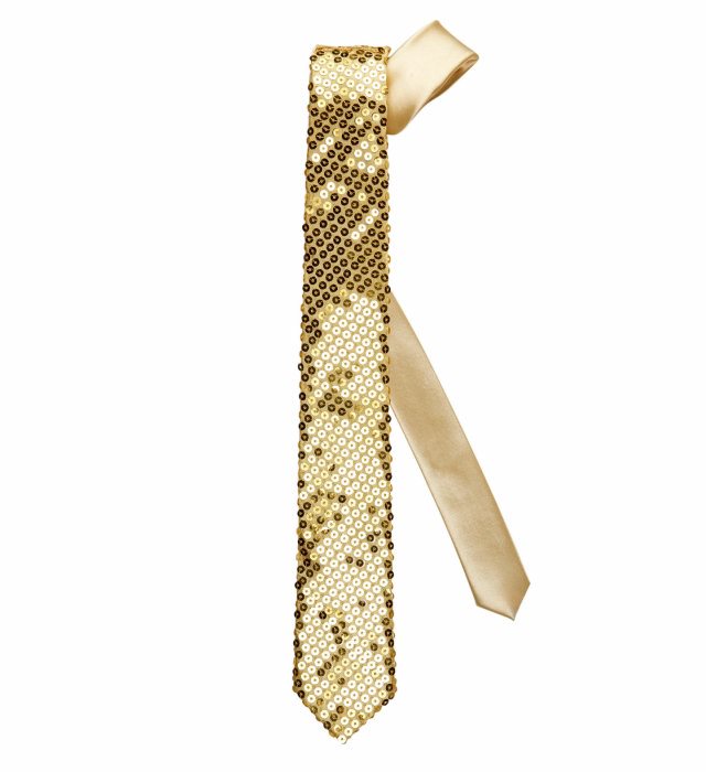 Goldene Pailletten-Krawatte von Widmann – Seitenansicht
