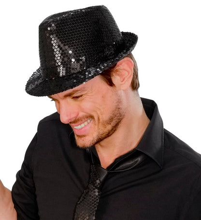 "PAILLETTEN FEDORA - SCHWARZ"