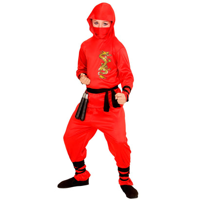 "RED DRAGON NINJA" (Oberteil mit Kapuze, Hose, Gürtel, Maske, Arm- und Beinbänder)