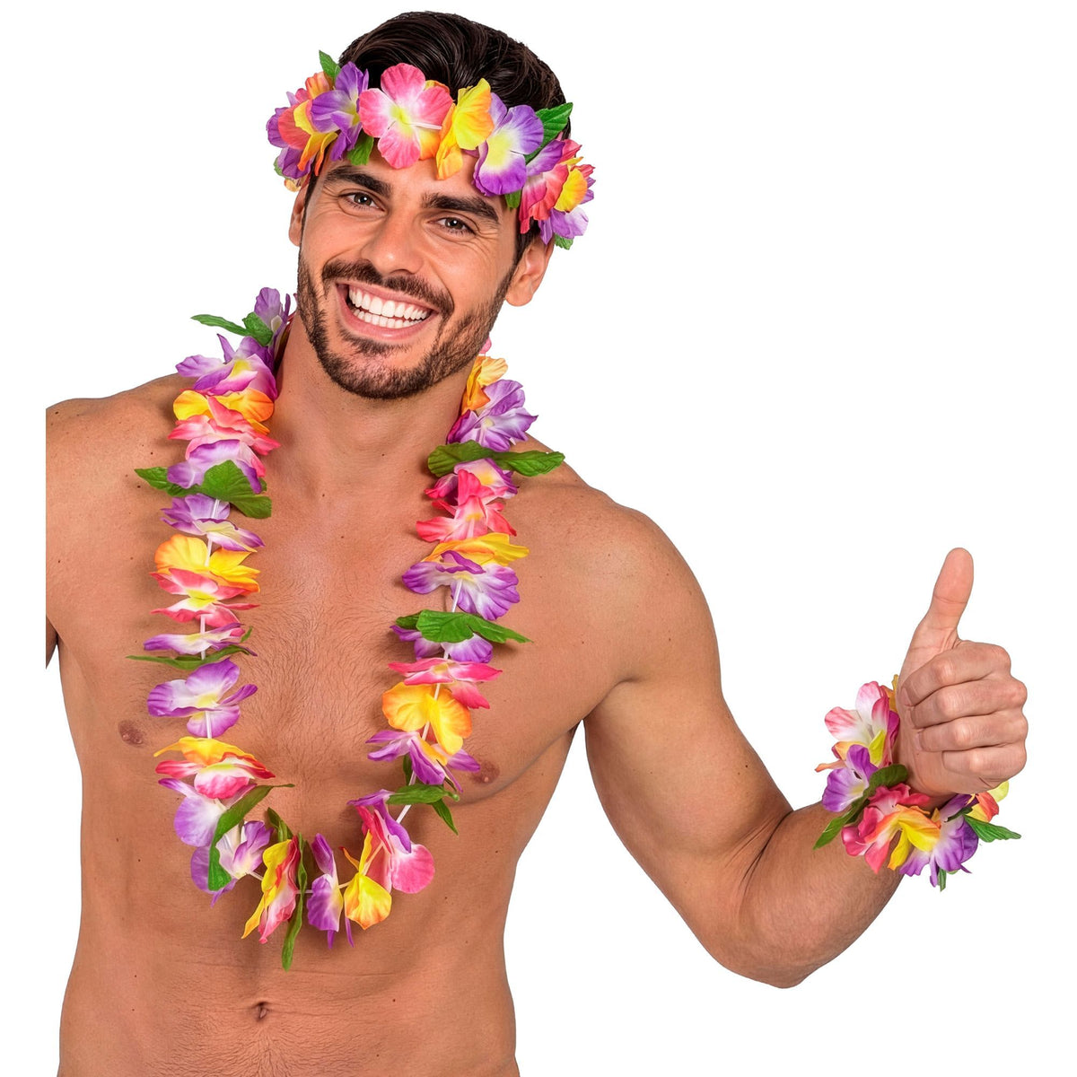 Hawaiianisches Maui-Set von Widmann mit Halskette, Krone und Armband – Rückansicht
