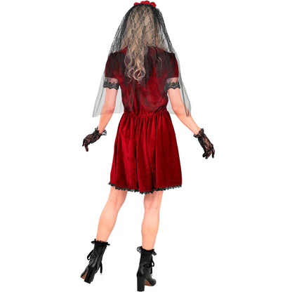 "GOTISCHE VAMPIRBRAUT" (Kleid, Schleier mit Blumen, Handschuhe)