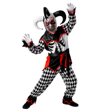"BÖSER JESTER" (Oberteil, Hose, Gürtel, Maske, Hut)