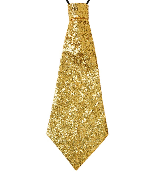 "GOLDENE LUREX KRAWATTE" mit Gummiband