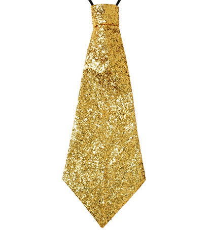 "GOLDENE LUREX KRAWATTE" mit Gummiband
