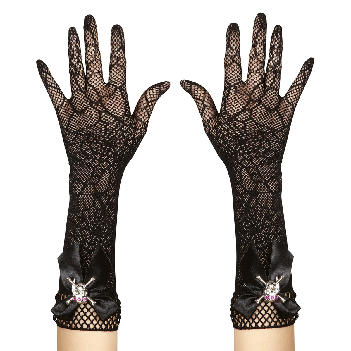 "SPINNENNETZHANDSCHUHE MIT STRASSTOTENKOPF"