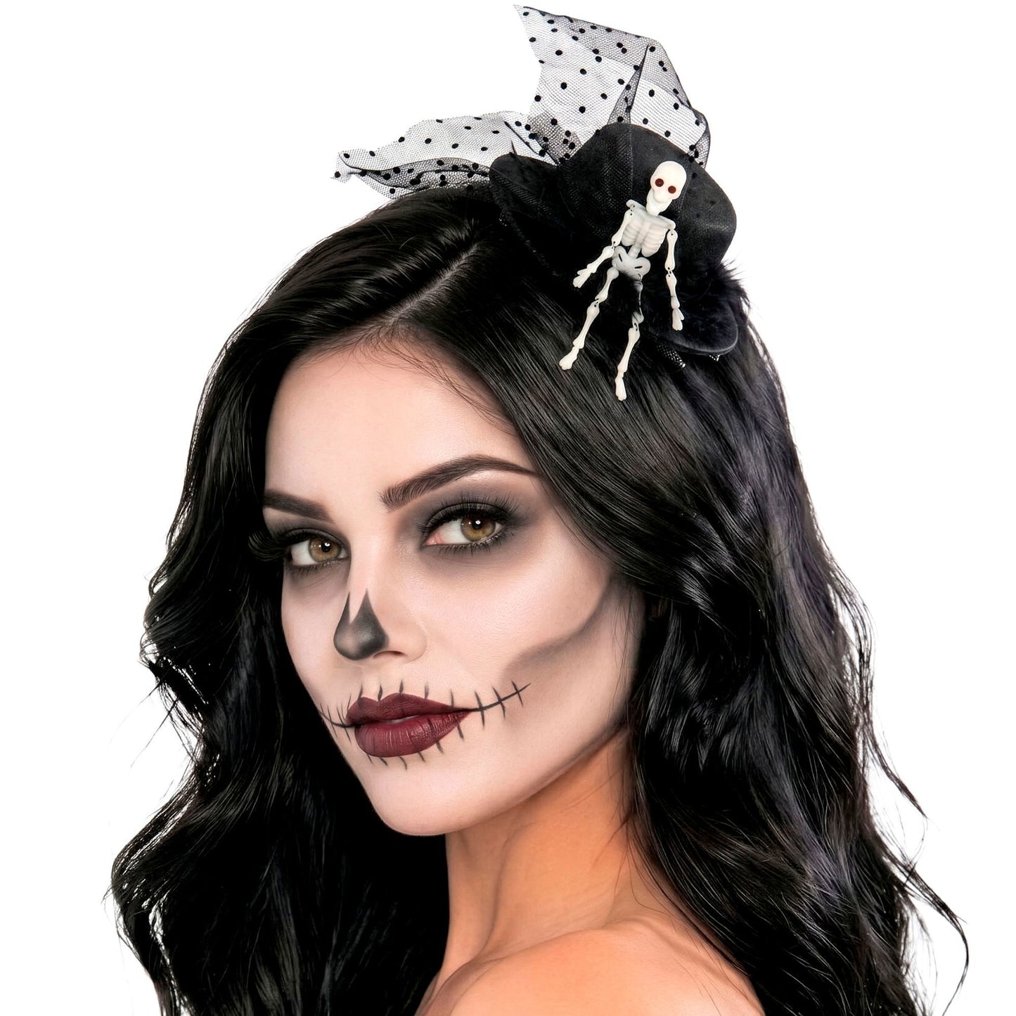 Mini-Zylinder mit Skelett - Originelles Halloween-Kostümzubehör