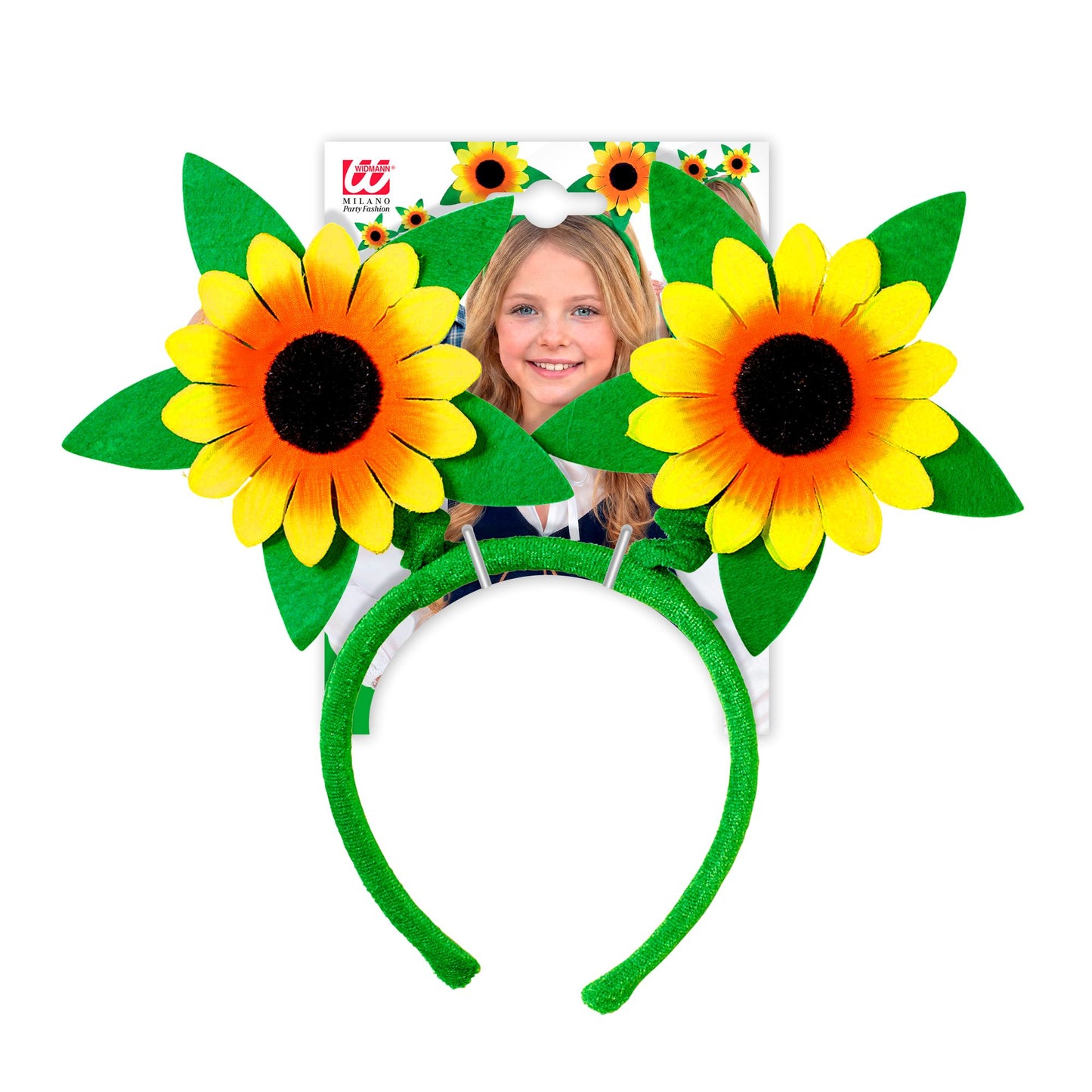 Fröhlicher Haarreif mit leuchtenden Sonnenblumen für Fasnacht & Mottoparty