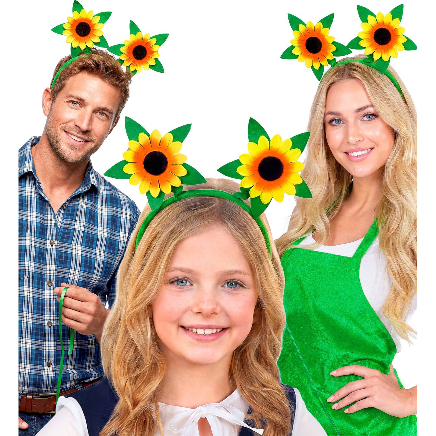 Fröhlicher Haarreif mit leuchtenden Sonnenblumen für Fasnacht & Mottoparty