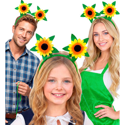 Fröhlicher Haarreif mit leuchtenden Sonnenblumen für Fasnacht & Mottoparty