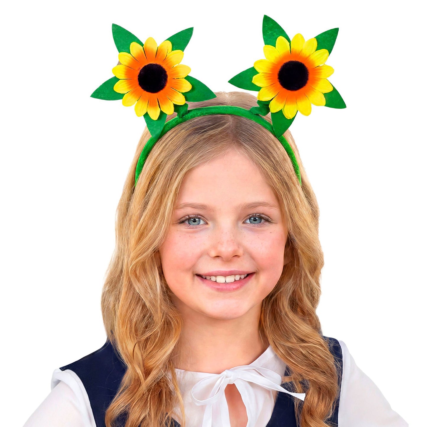 Fröhlicher Haarreif mit leuchtenden Sonnenblumen für Fasnacht & Mottoparty