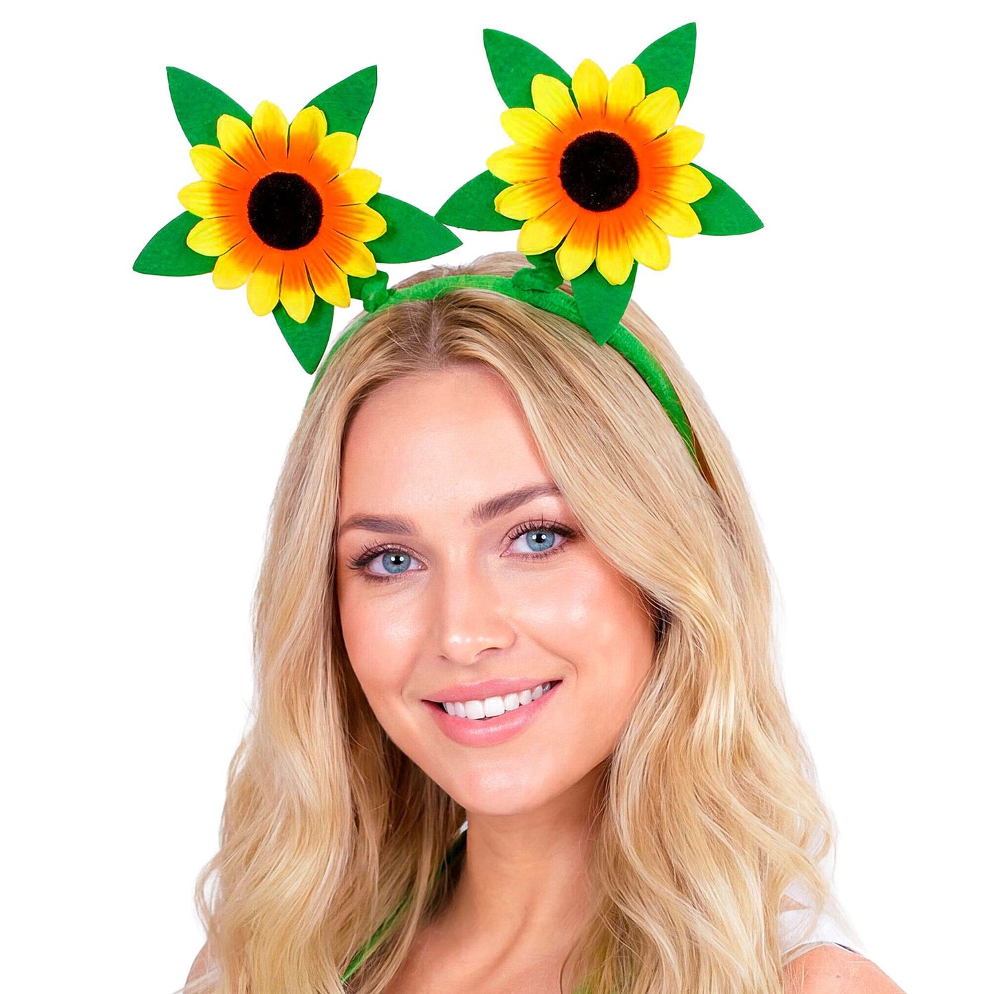 Fröhlicher Haarreif mit leuchtenden Sonnenblumen für Fasnacht & Mottoparty