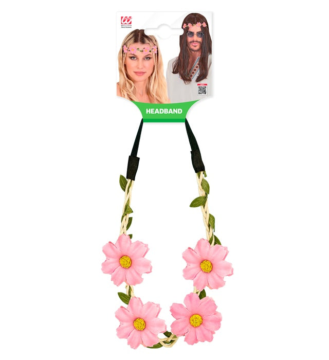 Widmann Stirnband mit rosa Blumen – Detailansicht