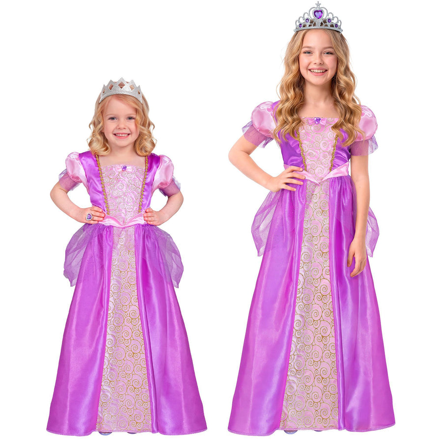 Widmann Prinzessin Kinderkostüm mit Kleid und Tiara in Violett – Produktansicht