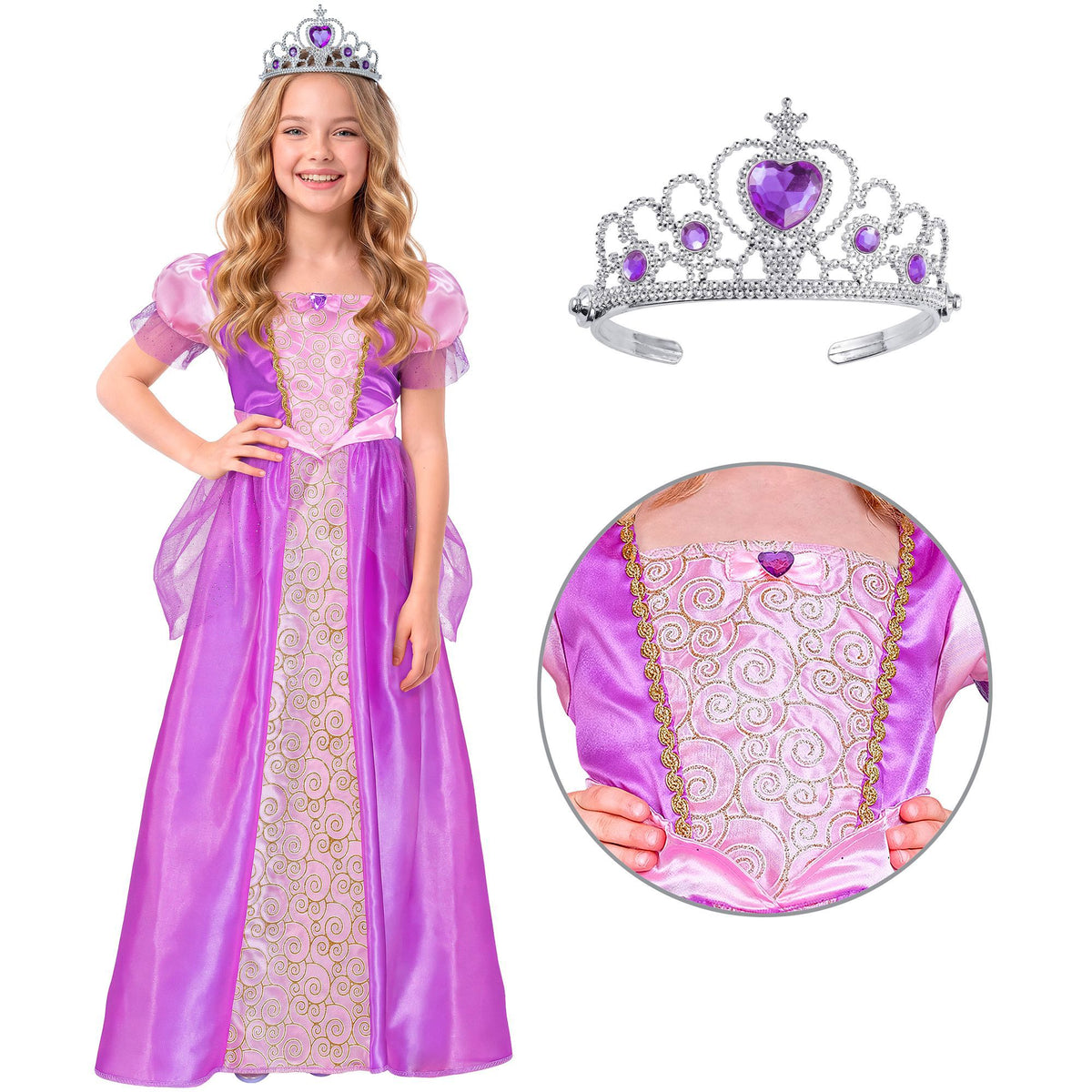 Widmann Kinderkostüm Prinzessin Prinzessinnen-Kleid mit Tiara für Kinder –