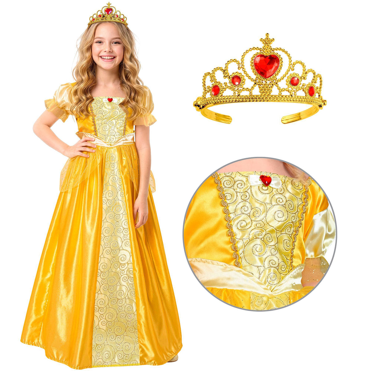 Widmann Prinzessinnenkostüm für Kinder mit Kleid und Tiara – Seitenansicht