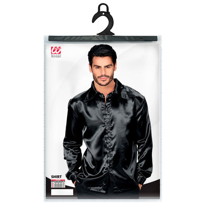 "SCHWARZES DISCOHEMD 70er JAHRE" aus Satin