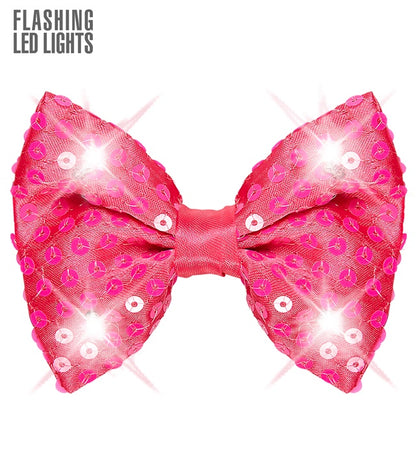 Pinke Paillettenfliege mit 4 LED-Lichtern von Widmann – Produktansicht